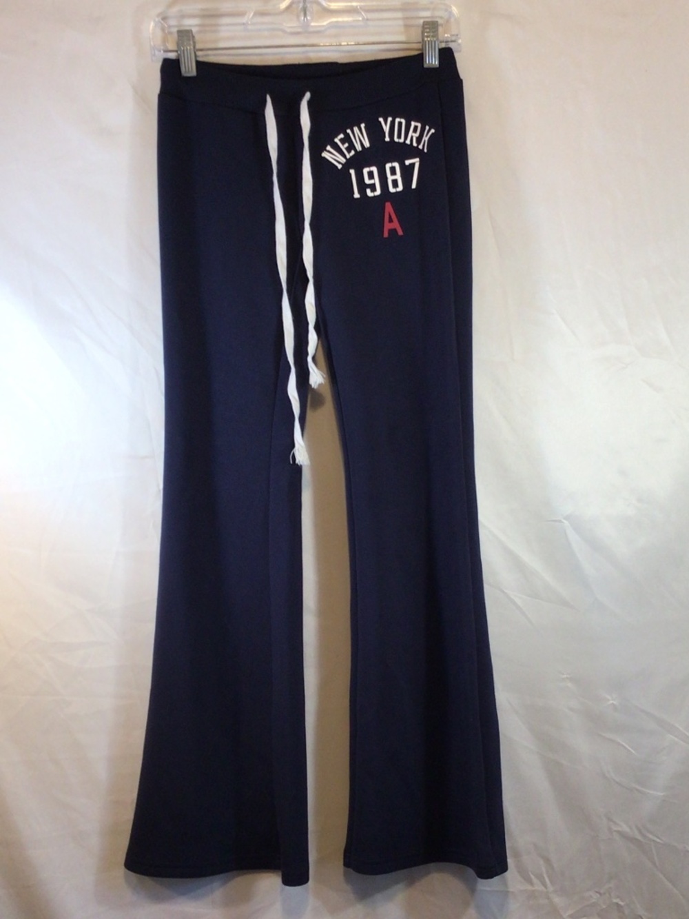 Unbranded Spellout  Y2K Wide Leg Low Rise Sweatpant Size S Navy Mallcore Mcbling